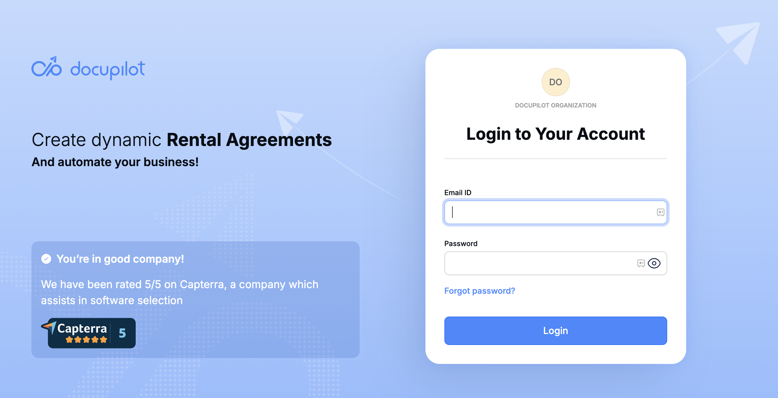 Login to Docupilot with email and password